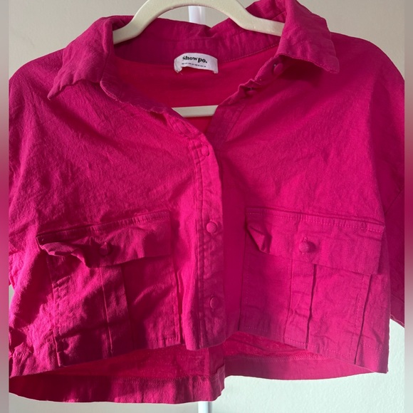 Showpo Hot Pink Collared Crop Cargo Shirt Cotton Barbiecore - US 6 - Picture 4 of 8
